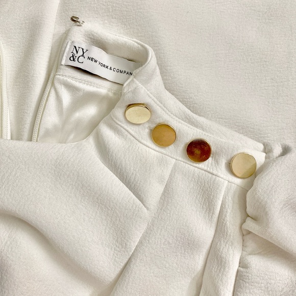 💥 Sale!
✨ New York & Company White Dress with Gold Buttons | Size S - Picture 3 of 6